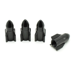 Funecobikes Bouchon De Valve Missile Noir En Aluminium - Par 4 - Compatible Presta, Schrader et Dunlop