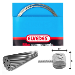 Elvedes Câble de Frein Vélo 3000mm 1x19 Fils Galvanisé Ø1,5mm Tête en T Ø7x6mm - Haute Performance