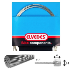 Câble de Transmission Elvedes 4000mm 1x19 Fils Acier Inoxydable Ø1,1mm avec Tête N Ø4x4 - Compatible Dérailleurs Vélo